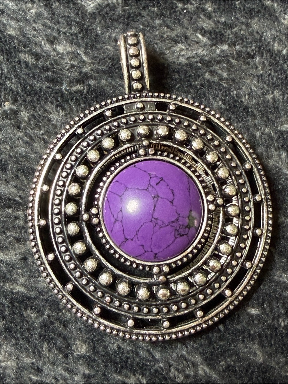 Premier Designs Magnetic Pendant Purple Turquoise Silver Tone Statement Charm